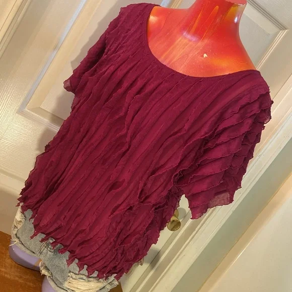 Sunny Taylor Women's Fuchsia Ruffle Blouse - Picture 4 of 12